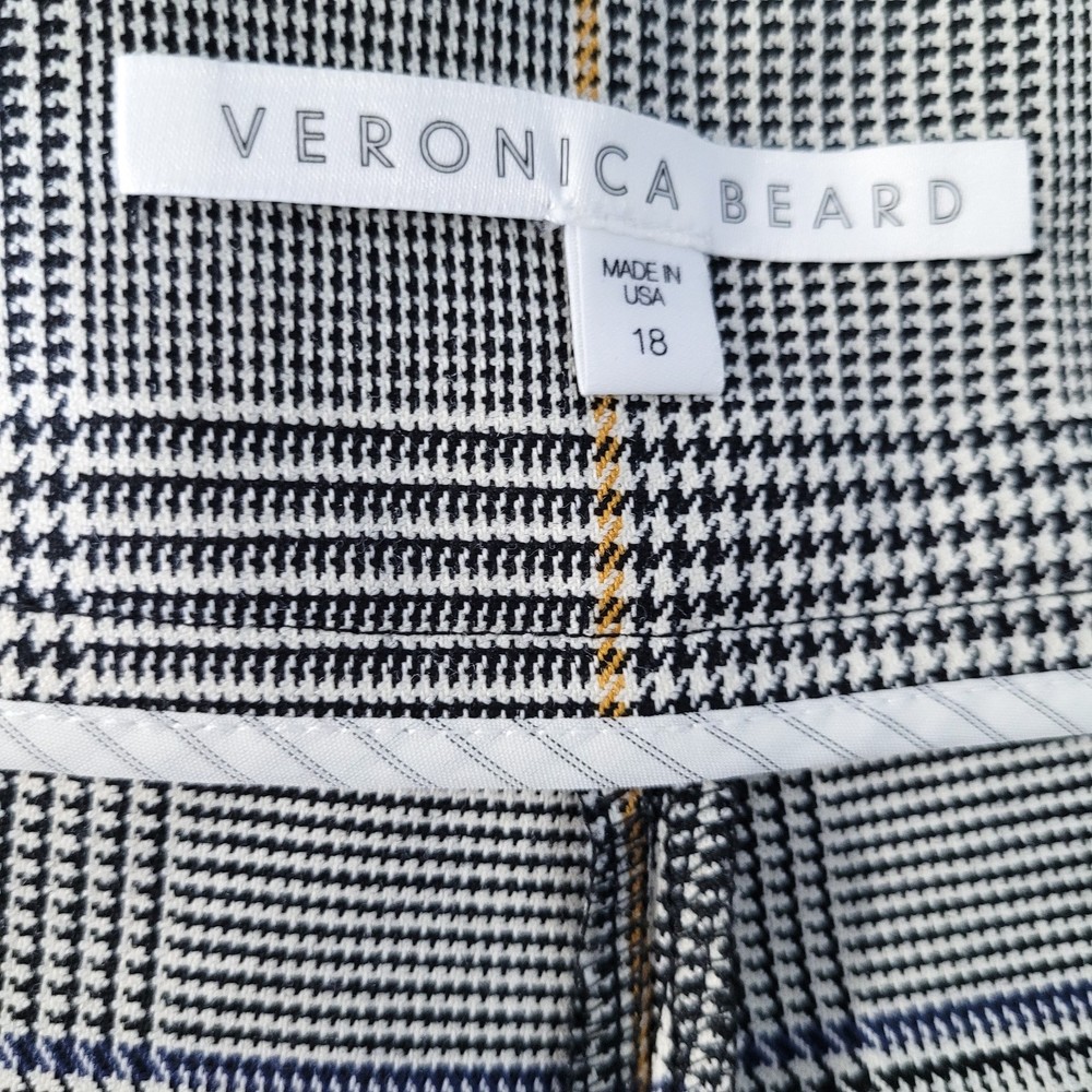 Veronica Beard Contrast Houndstooth Gray Cropped Ankle Pant Trousers Size 16 - Picture 6 of 6